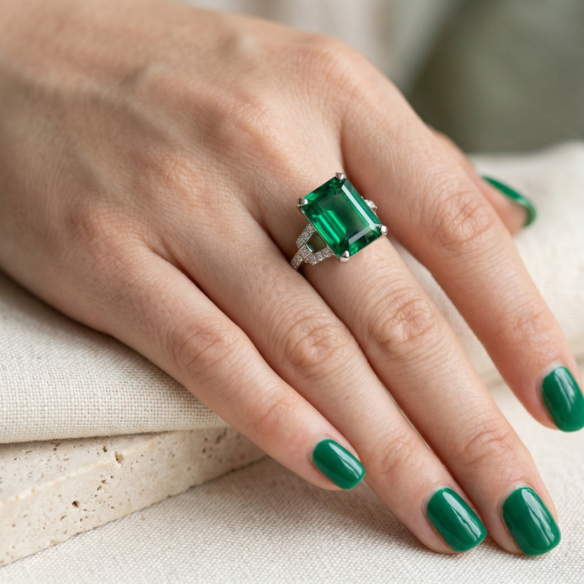 Anillo de declaración Emerald Allure