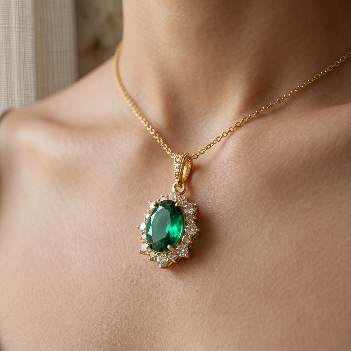 Collar con colgante de silueta esmeralda