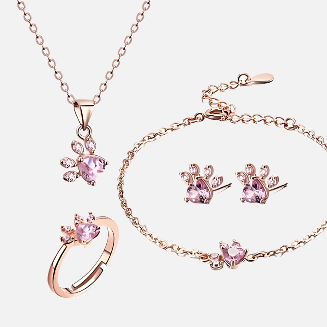 Conjunto de patita de 4 piezas con corazón de circonita — Carmen, Lucía & Rocío