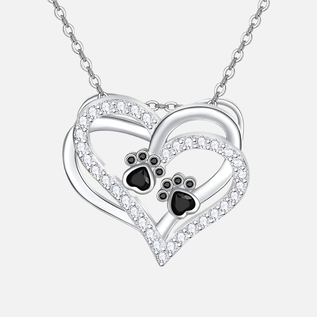Collar corazón con huella de perro de circonita – imagen 2