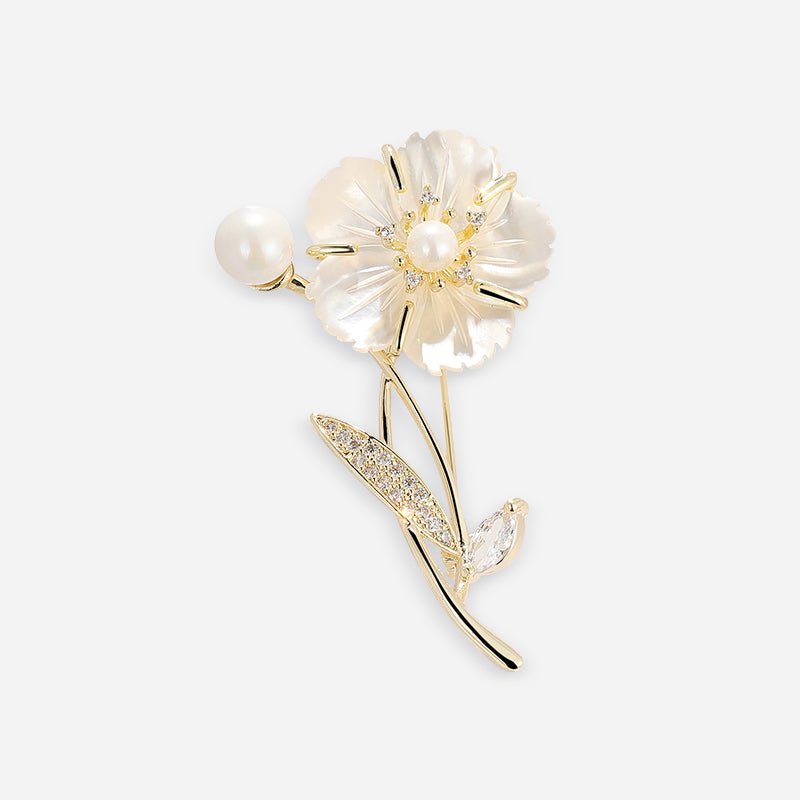 Broche floral de perla