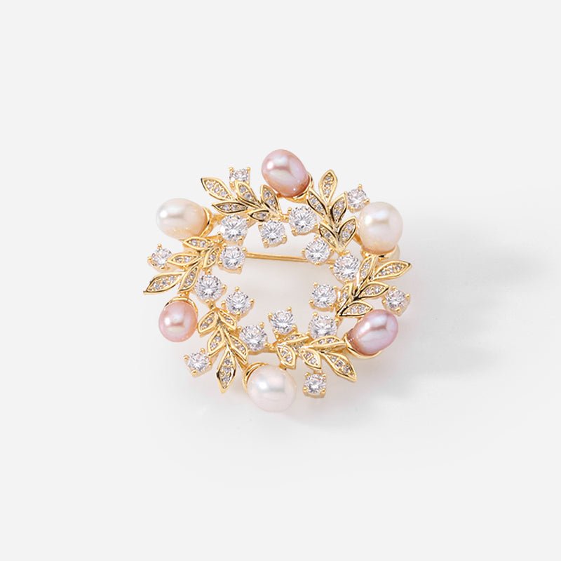 Broche laurel de perlas