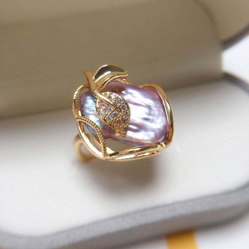 Anillo ajustable con brillo de perla