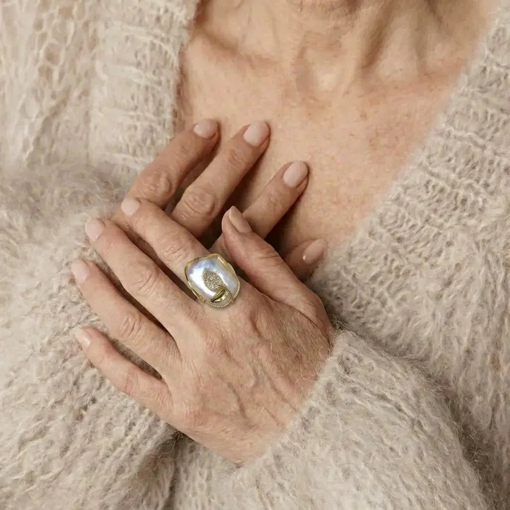 Anillo ajustable con brillo de perla – imagen 5