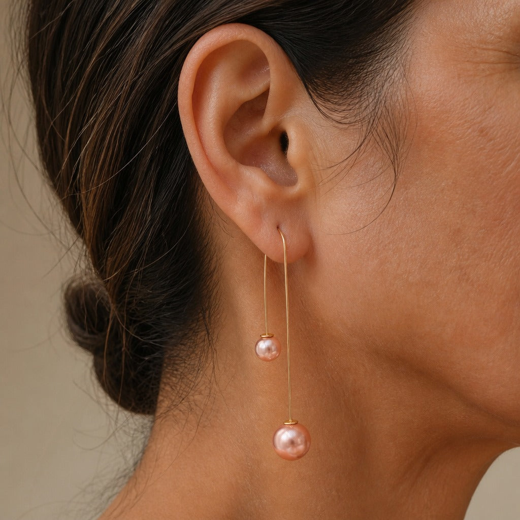Pendientes minimalistas de oro colgantes