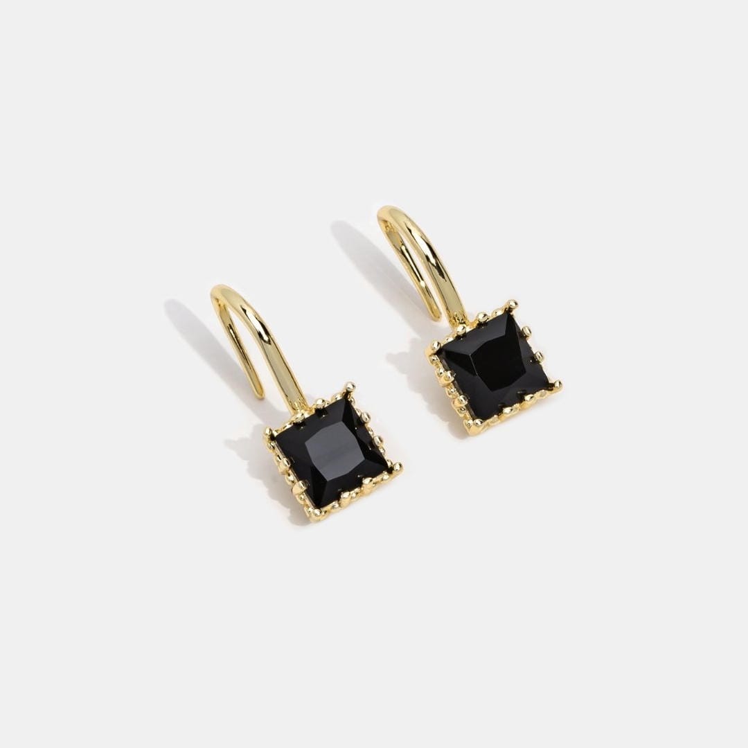 Pendientes de gota de piedra negra con cristal – imagen 4