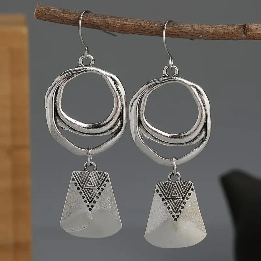 Pendientes colgantes cuadrados de plata vintage – imagen 2