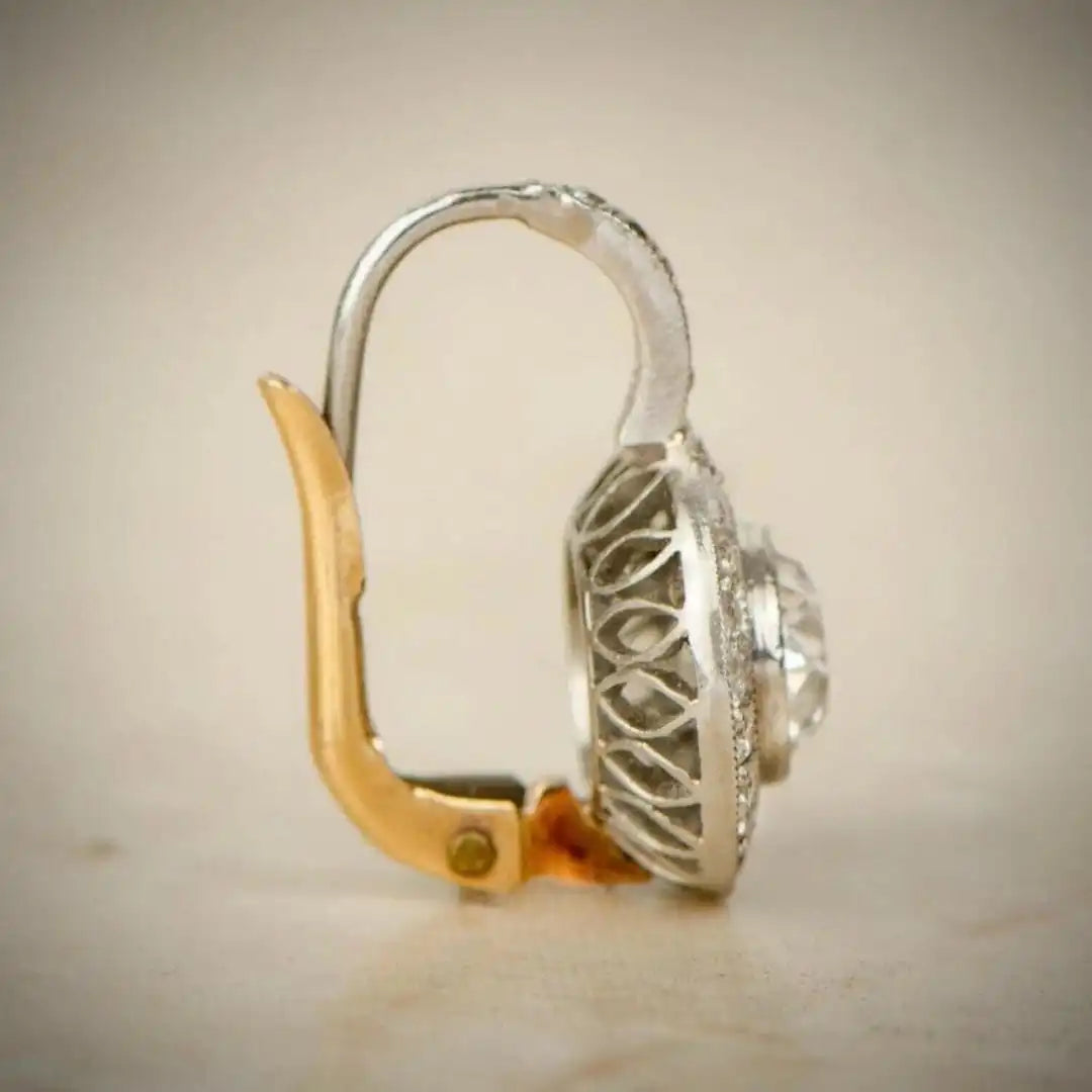 Pendientes vintage de cristal en dorado y plata – imagen 3