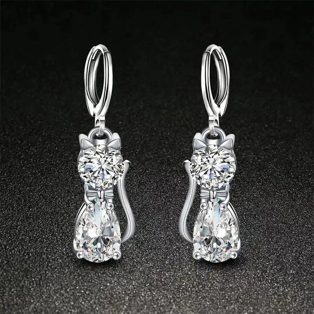Conjunto Gatos de plata de ley con circonita blanca — Carmen, Lucía & Rocío