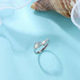 Anillo ajustable de ópalo con doble tortuga