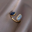 Anillo abierto ajustable con doble gema – imagen 3