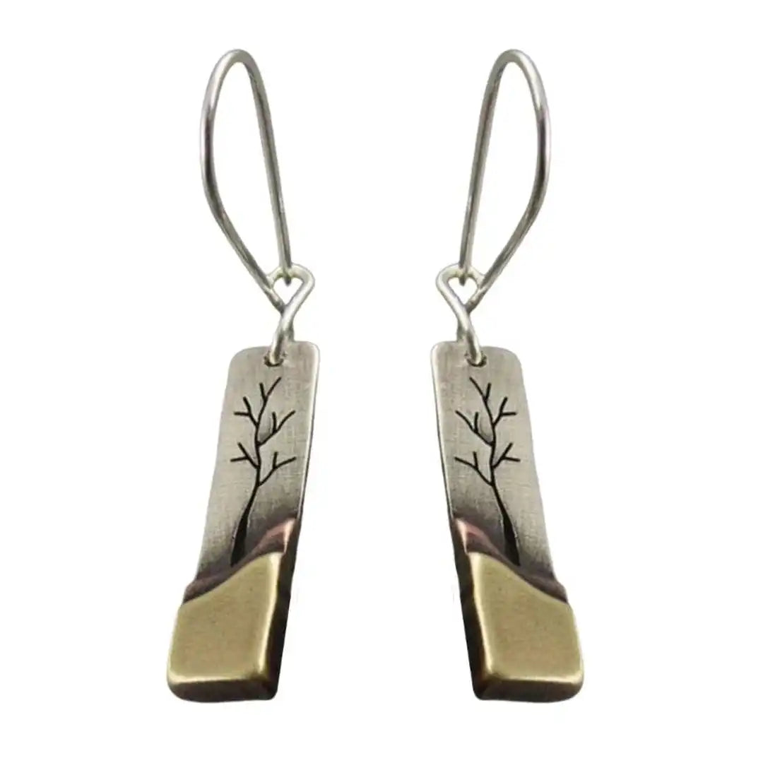 Pendientes largos vintage con hoja y luna – imagen 3