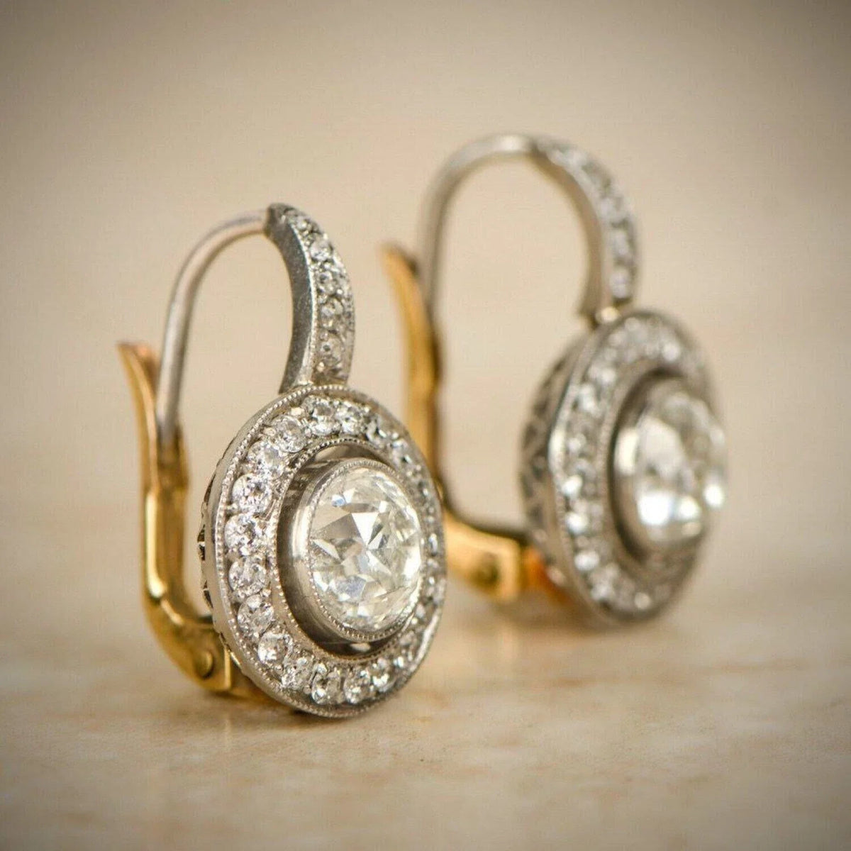 Pendientes vintage de cristal en dorado y plata