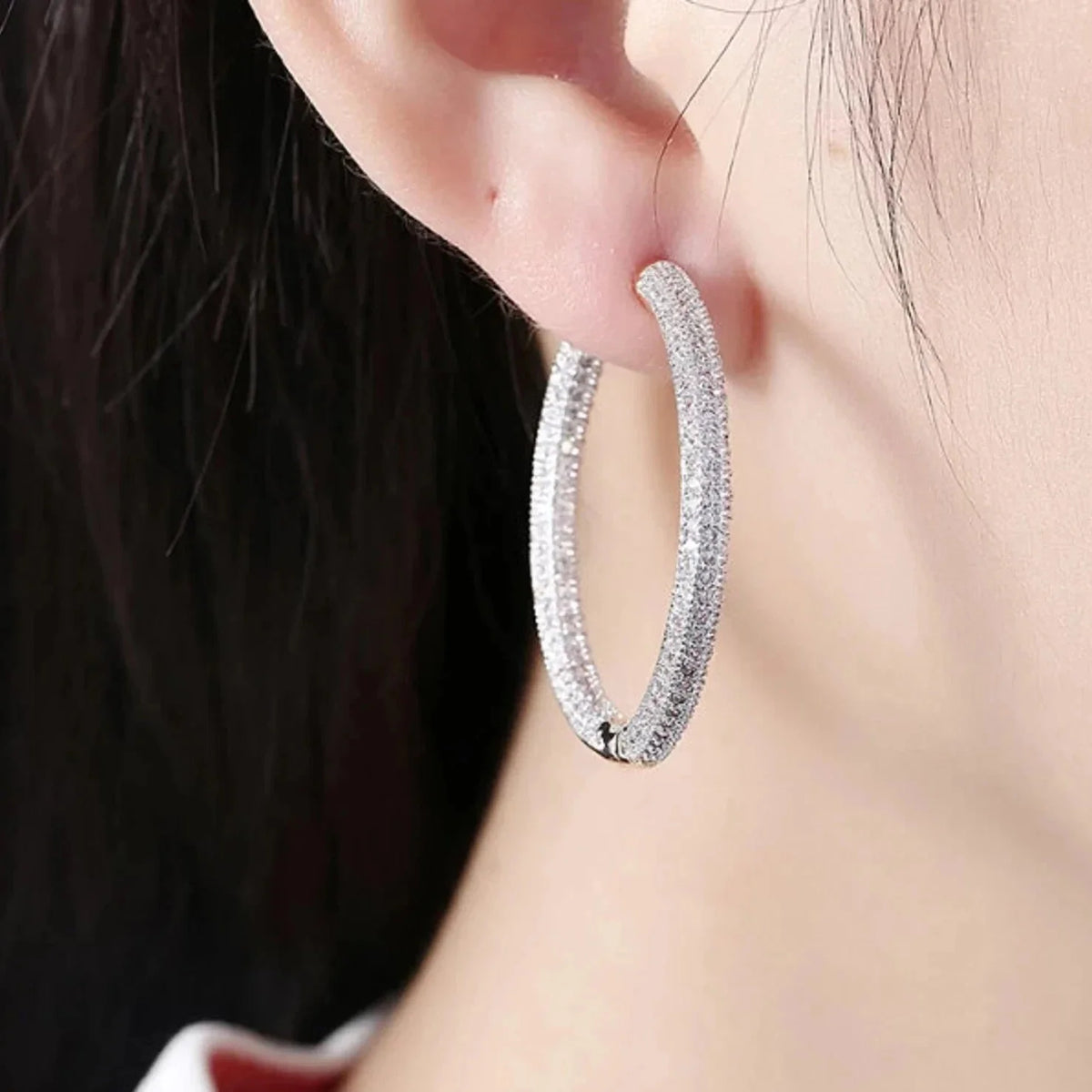 Pendientes de aro con halo de plata – imagen 2