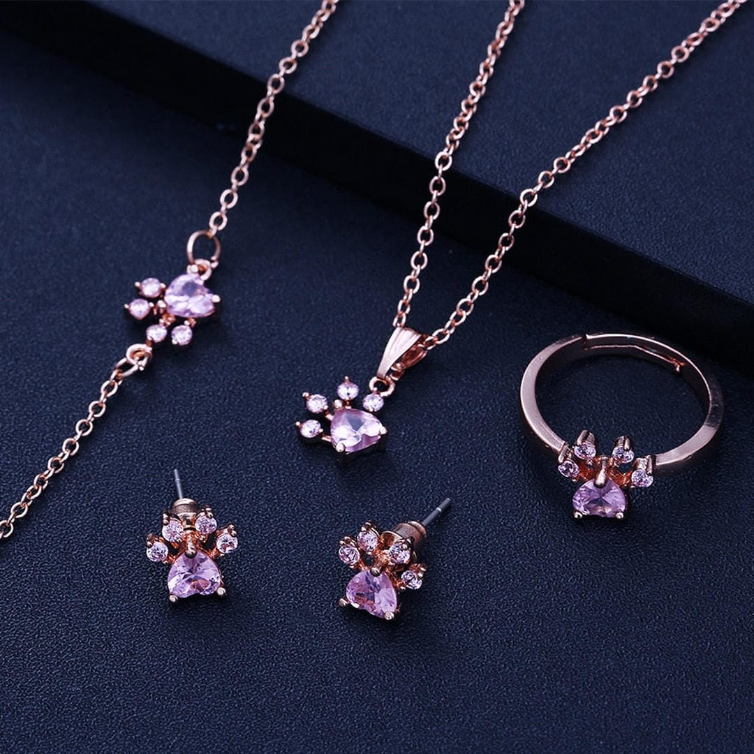 Conjunto de patita de 4 piezas con corazón de circonita — Carmen, Lucía & Rocío