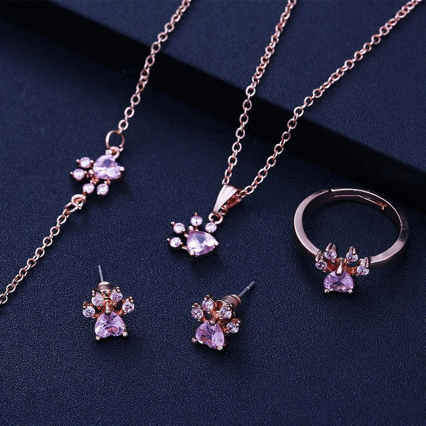 Conjunto de patita de 4 piezas con corazón de circonita — Carmen, Lucía & Rocío