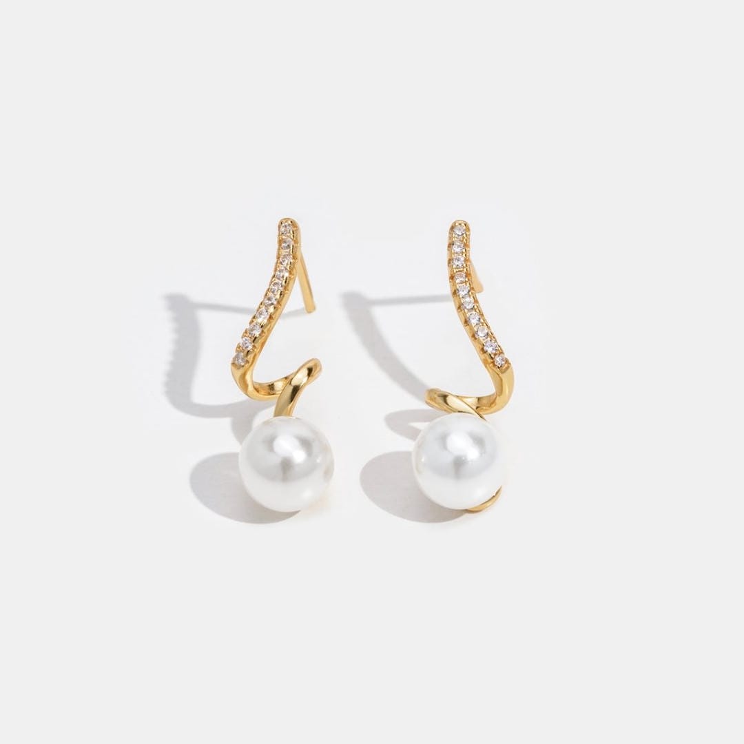 Pendientes de oro Pearl Wave – imagen 3