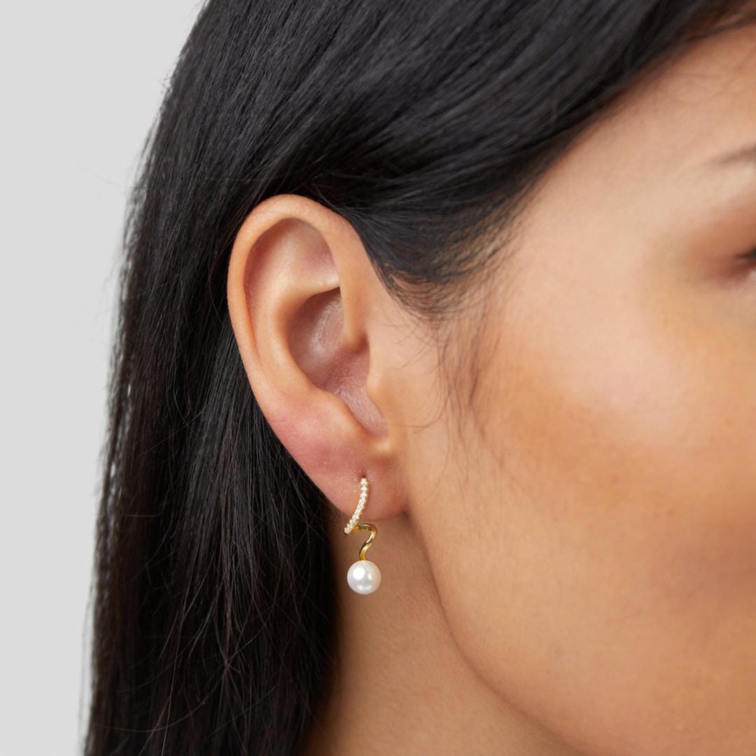 Pendientes de oro Pearl Wave – imagen 2