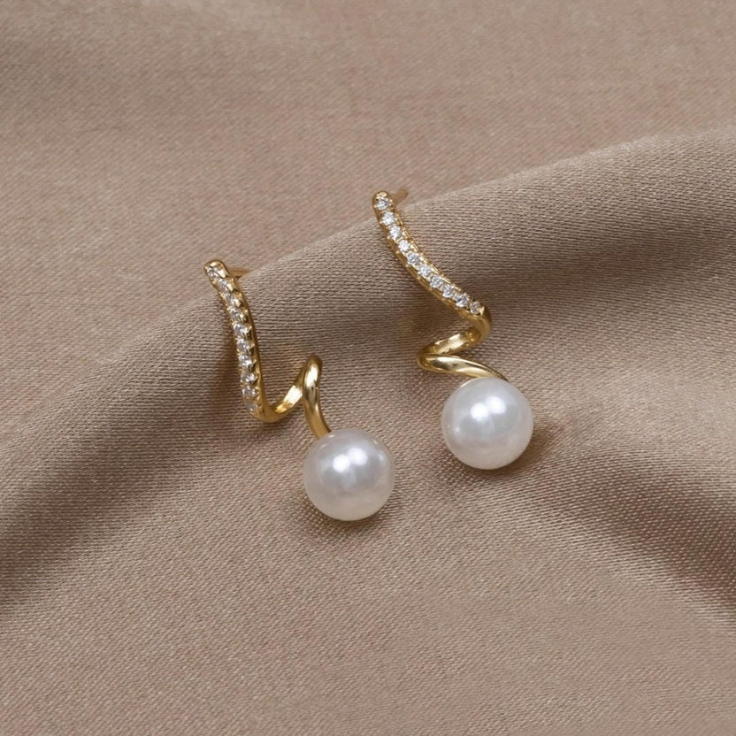 Pendientes de oro Pearl Wave