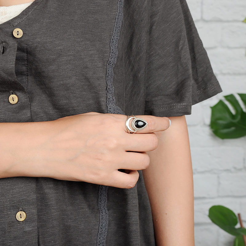 Anillo luna de turmalina negra – imagen 3
