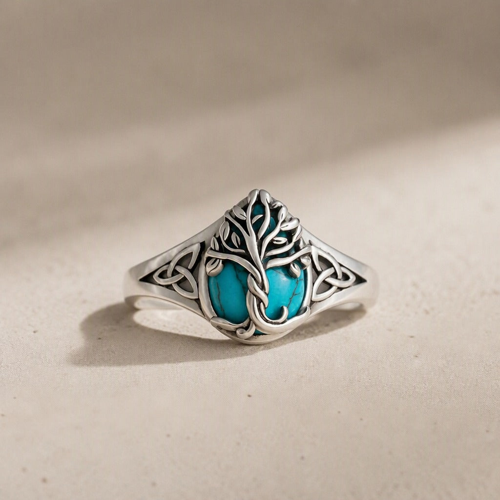 Anillo Árbol de la Vida turquesa