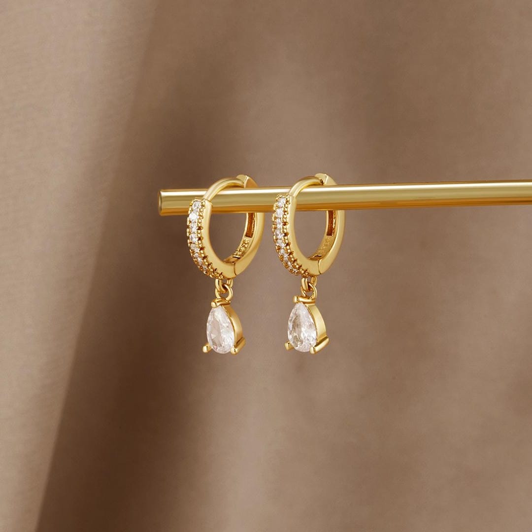Pendientes de cristal dorados – imagen 3