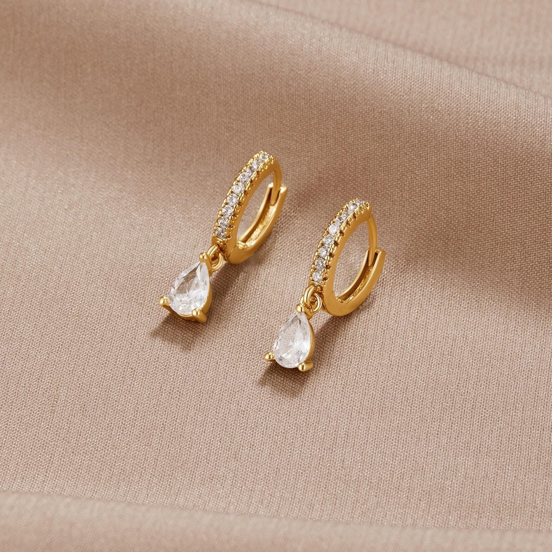Pendientes de cristal dorados