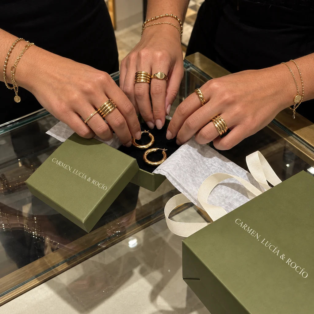 Joyas con el embalaje de regalo de Carmen, Lucía & Rocío